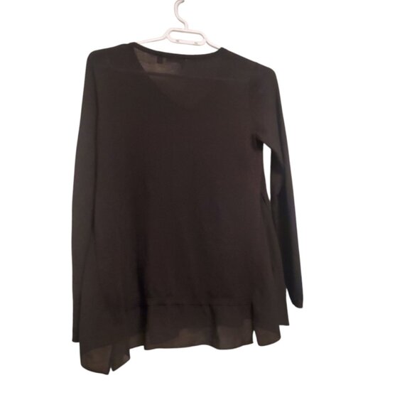Dex Black V-Neck Sweater With Sheer Trim - Picture 2 of 2